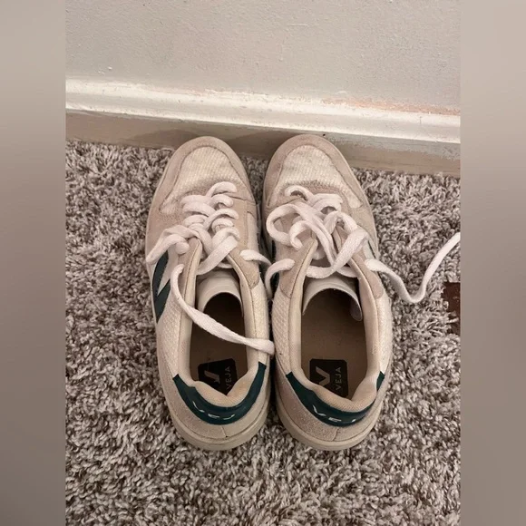 Veja Mixed Leather Low Top Size 6 Green White - Picture 3 of 5